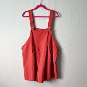 Overall Shorts Womens 2X Pleated Cotton Blend Breathable Beachy Travel Vacation